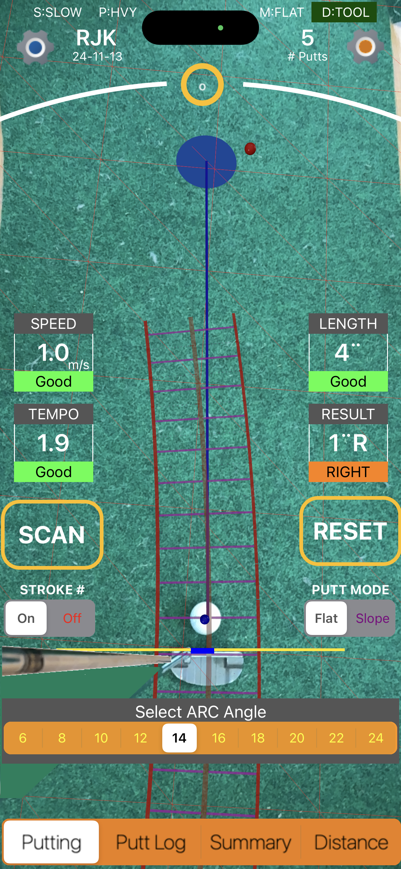 PUTT PREVIEW AR PUTTING APP - For reference only.